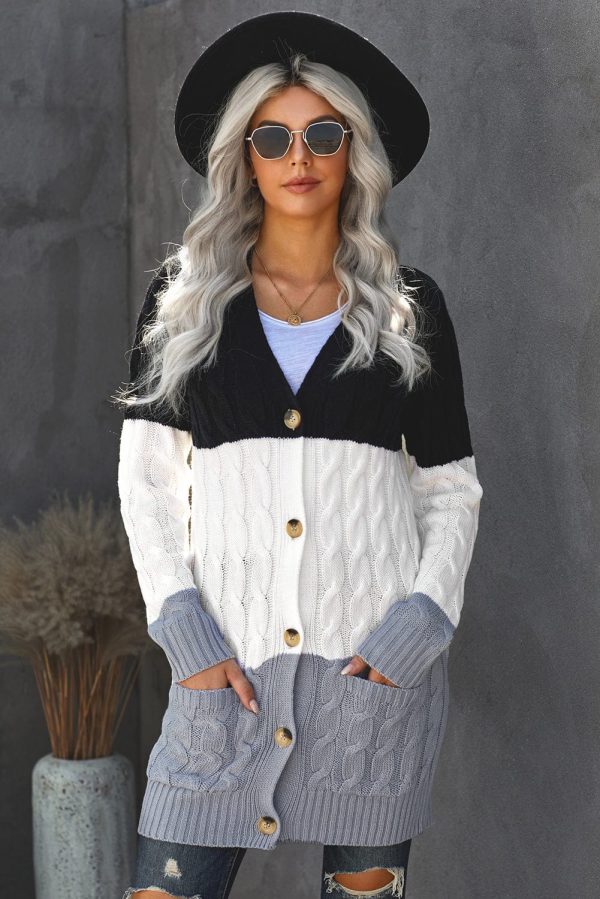 Cozy Cable Knit Button-Front Long Sleeve Cardigan - Image 18