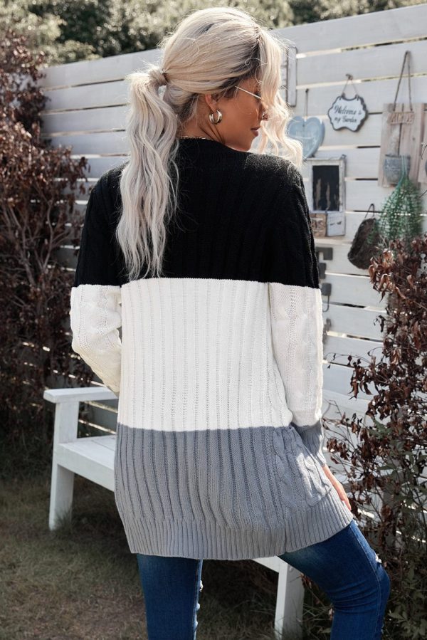 Cozy Cable Knit Button-Front Long Sleeve Cardigan - Image 2