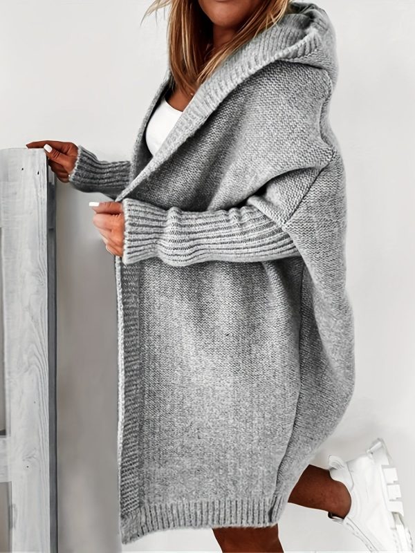 Cozy Oversized Loose Long Sleeve Hooded Knitted Cardigan - Image 2