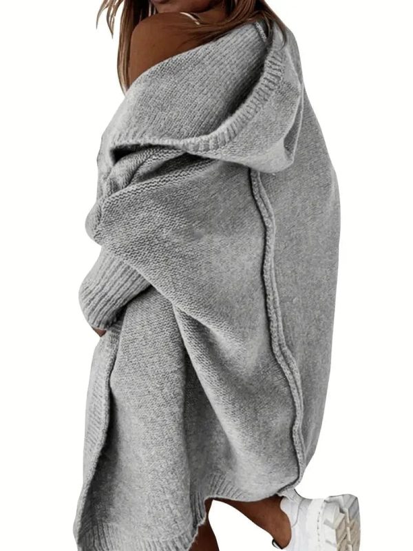 Cozy Oversized Loose Long Sleeve Hooded Knitted Cardigan - Image 5