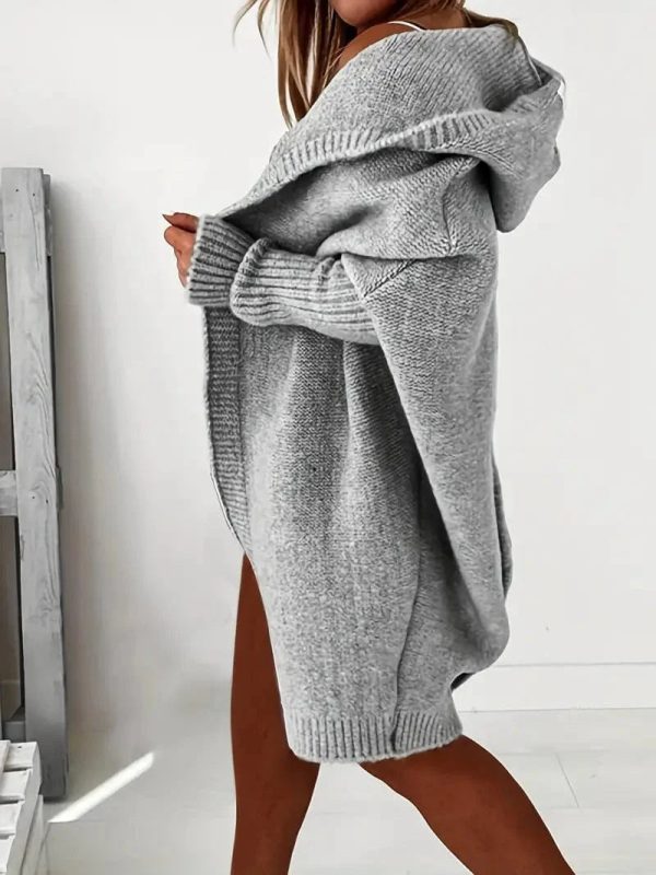 Cozy Oversized Loose Long Sleeve Hooded Knitted Cardigan - Image 12