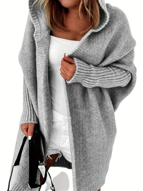 Cozy Oversized Loose Long Sleeve Hooded Knitted Cardigan - Image 11
