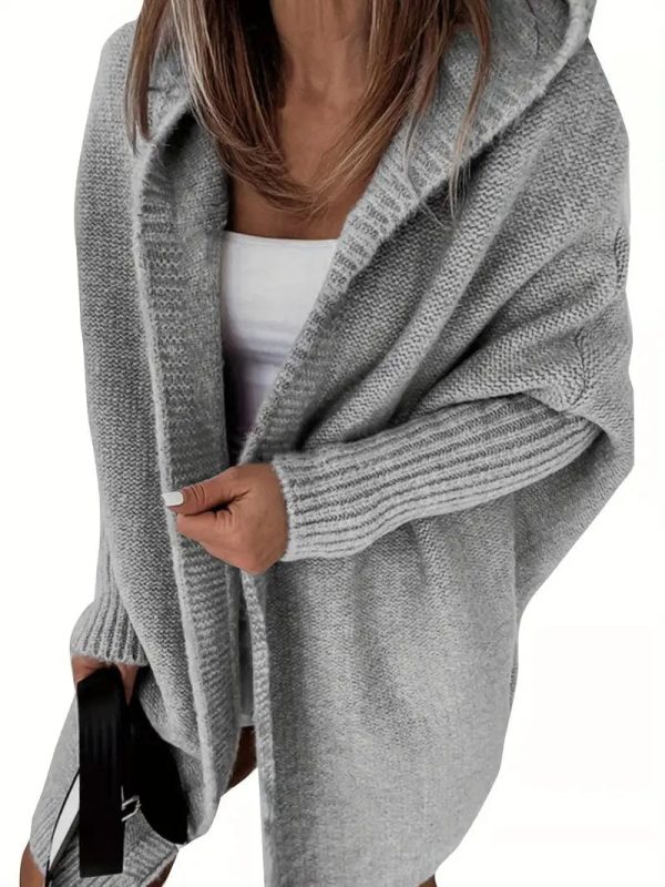Cozy Oversized Loose Long Sleeve Hooded Knitted Cardigan - Image 8