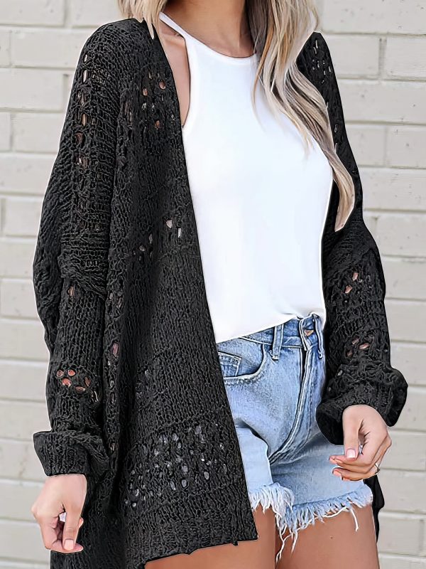 Crochet Loose Long Sleeve Knitted Sweater Cardigan - Image 26