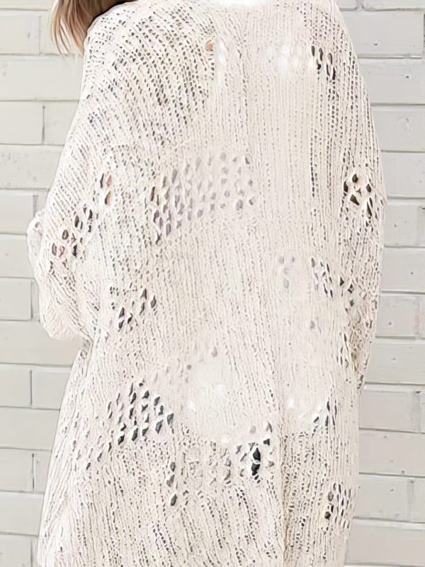 Crochet Loose Long Sleeve Knitted Sweater Cardigan - Image 14