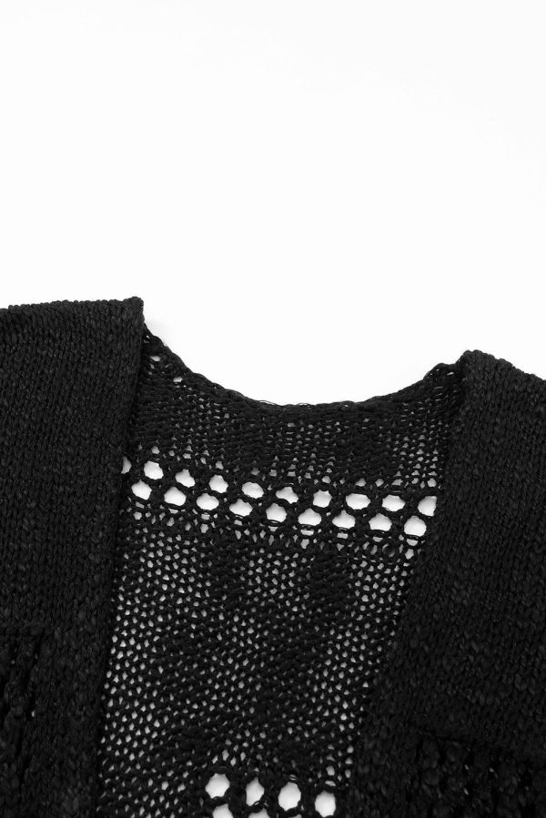 Crochet Loose Long Sleeve Knitted Sweater Cardigan - Image 8