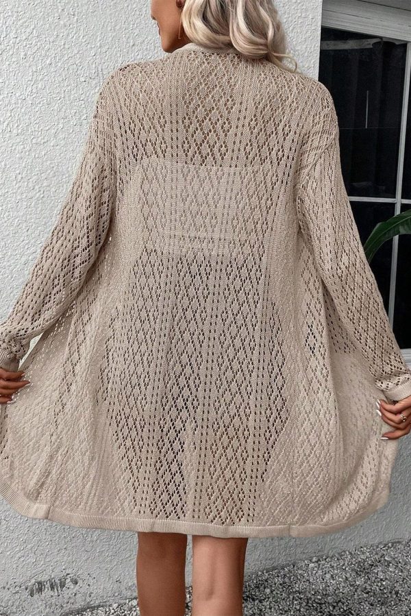 Crochet Loose Long Sleeve Knitted Sweater Cardigan - Image 15