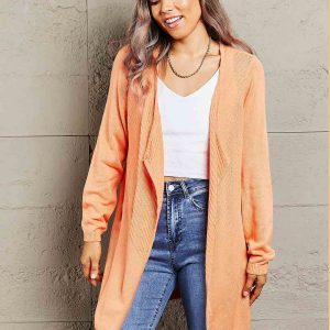 Double Take Ribbed Open Front Cardigan