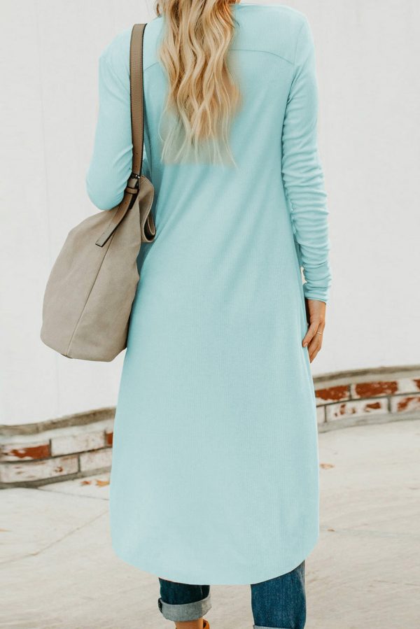 V-Neck Long Sleeve Cardigan with Pocket - Image 25