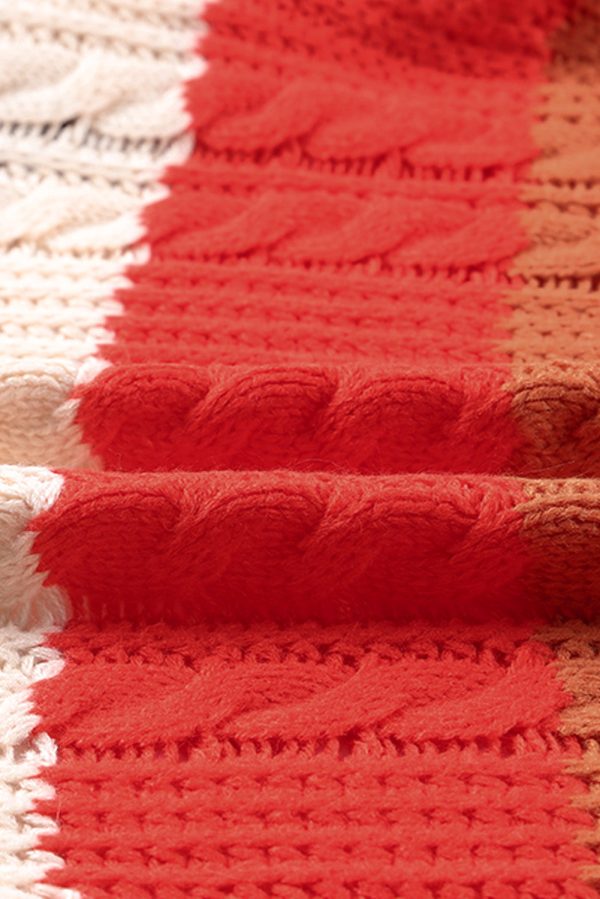 Color Block Frayed Hem Open Front Cardigan - Image 6