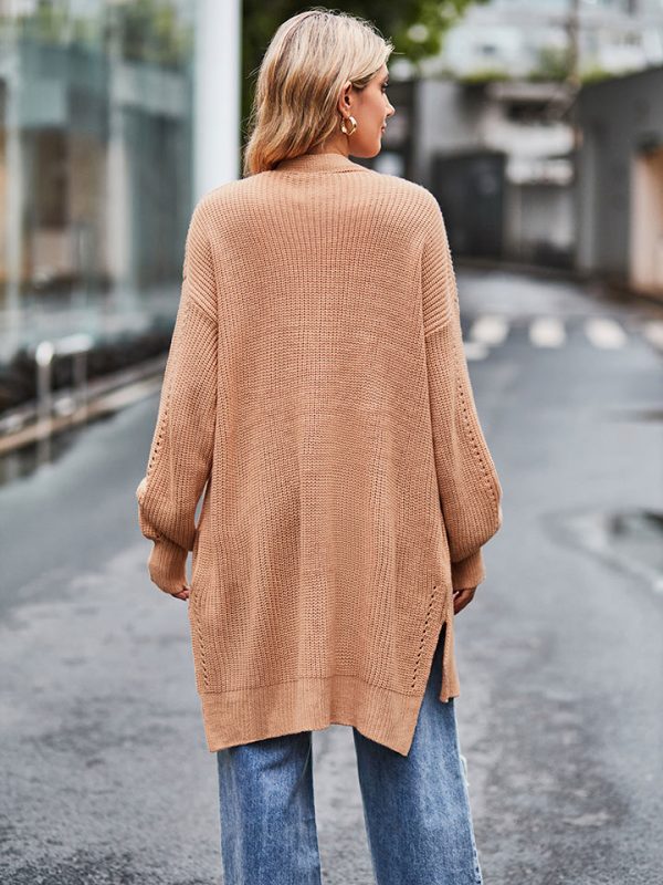 Long Sleeve Waffle-Knit Cardigan - Image 12