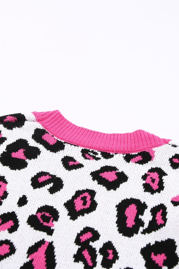 Leopard Contrast Trim Open Front Longline Cardigan - Image 8