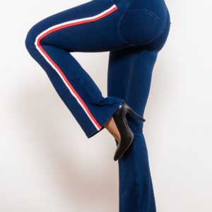 Side Stripe Zip Closure Bootcut Jeans