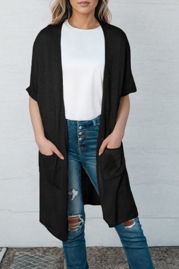 Open Front Sweater Cardigan with Pockets - Image 2
