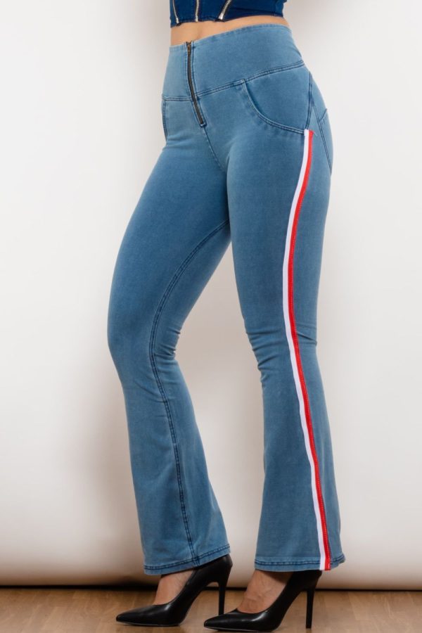 Side Stripe Zip Closure Bootcut Jeans - Image 4