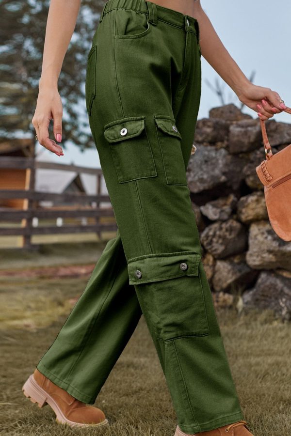 Buttoned Slim Fit Long Jeans with Pockets - Image 19