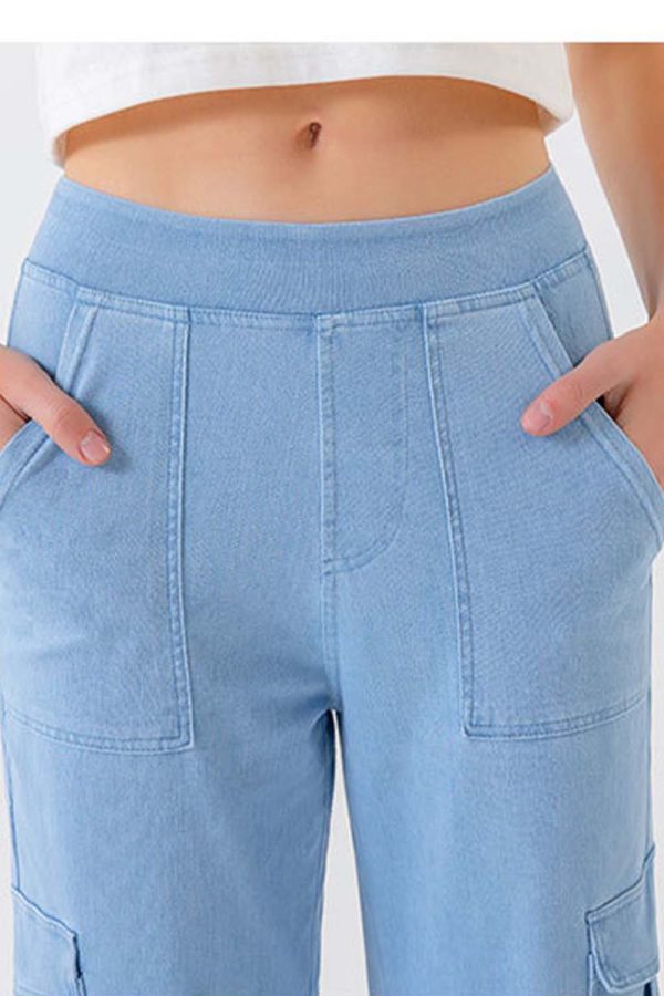 Buttoned Pocketed Long Jeans - Image 8