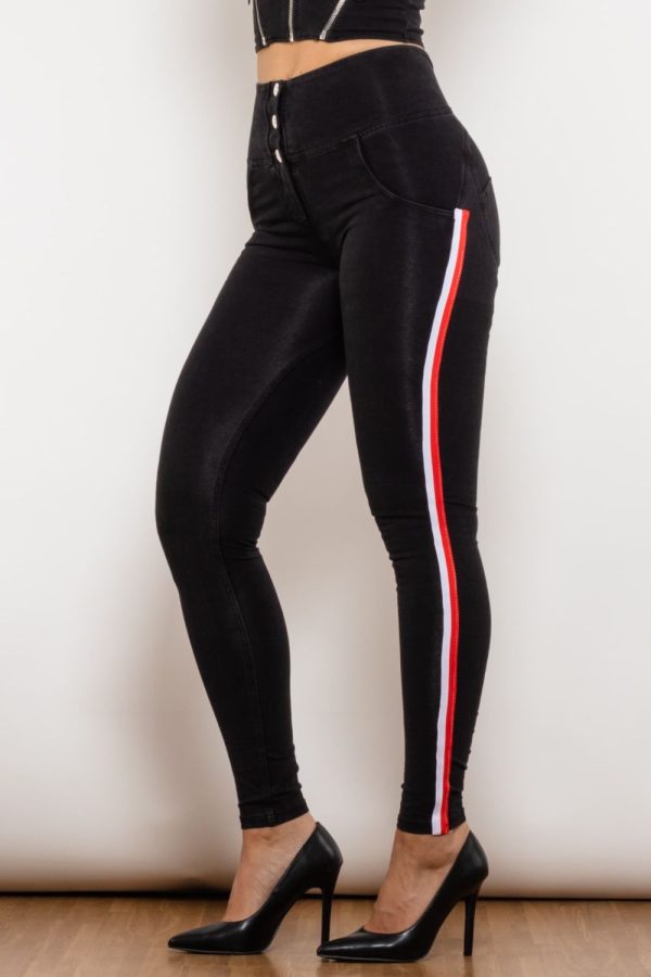 Side Stripe Buttoned Skinny Jeans - Image 4
