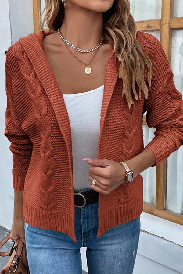 Cable-Knit Dropped Shoulder Hooded Cardigan - Image 16