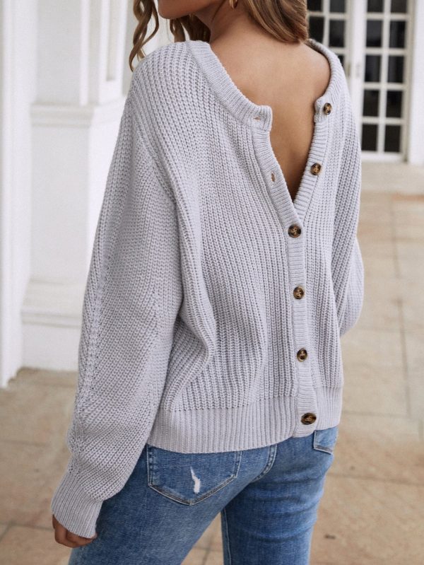 Double Take Button Down Rib-Knit Reversible Sweater - Image 16