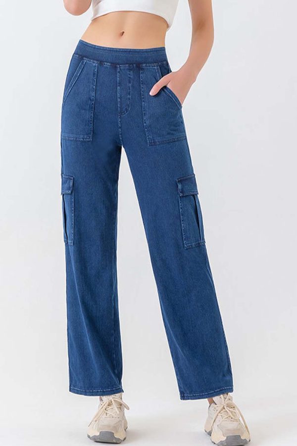 Buttoned Pocketed Long Jeans - Image 10