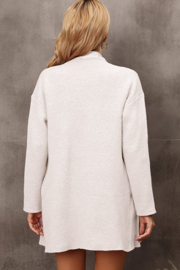 Waterfall Collar Longline Cardigan with Side Pockets - Image 13