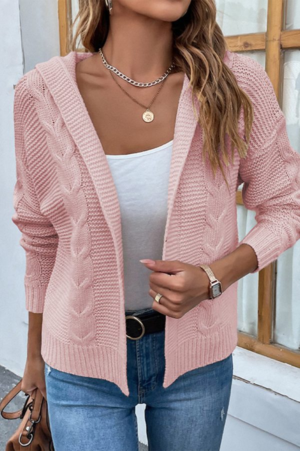 Cable-Knit Dropped Shoulder Hooded Cardigan - Image 10