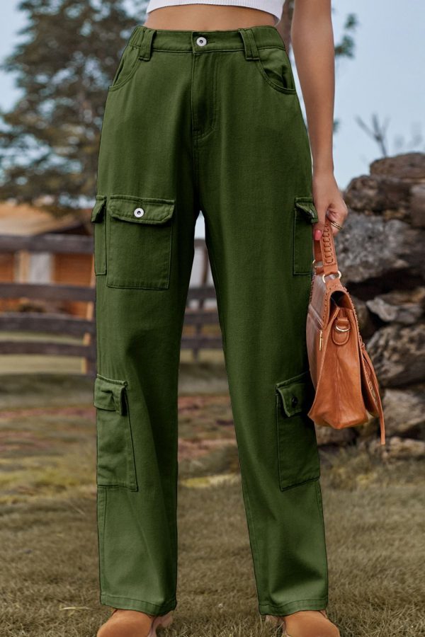 Buttoned Slim Fit Long Jeans with Pockets - Image 17