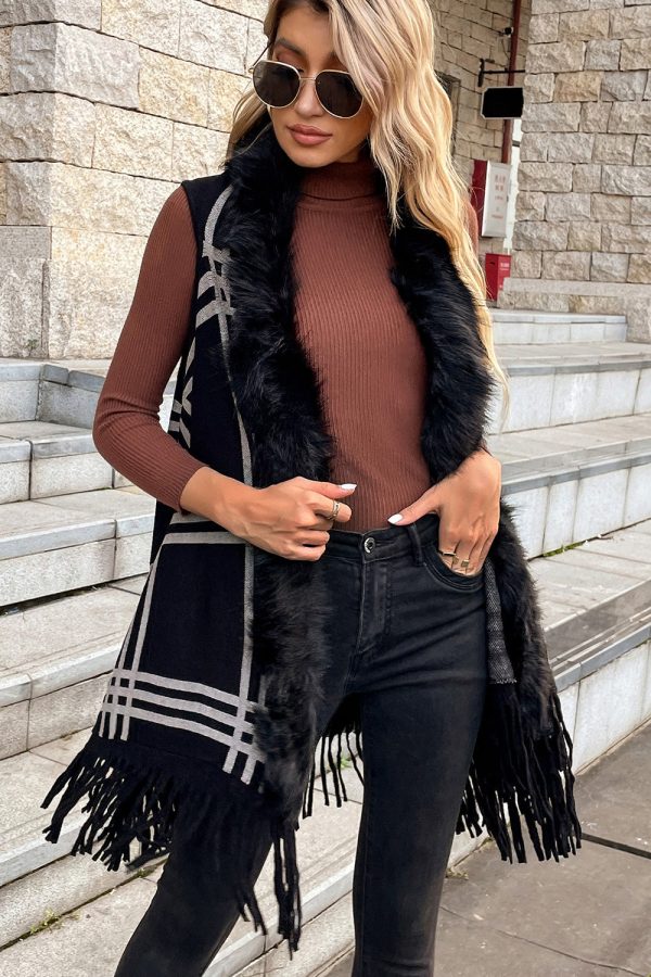 Sleeveless Fringe Detail Cardigan - Image 5