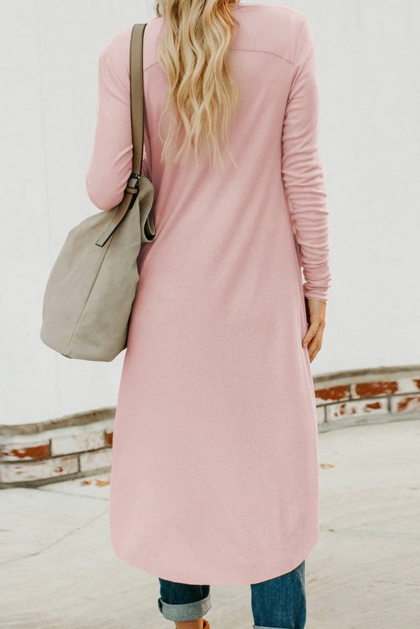 V-Neck Long Sleeve Cardigan with Pocket - Image 18