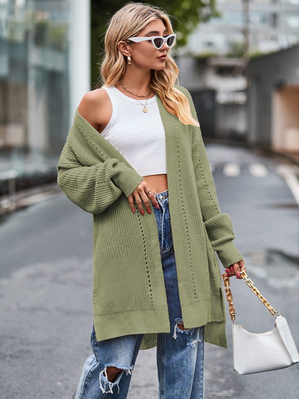 Long Sleeve Waffle-Knit Cardigan - Image 7