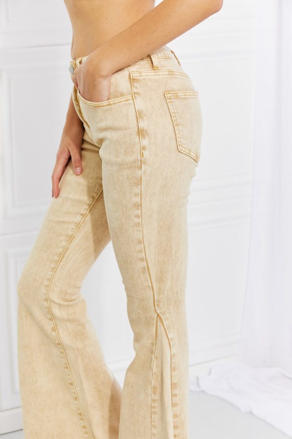 Color Theory Flip Side Fray Hem Bell Bottom Jeans in Yellow - Image 6