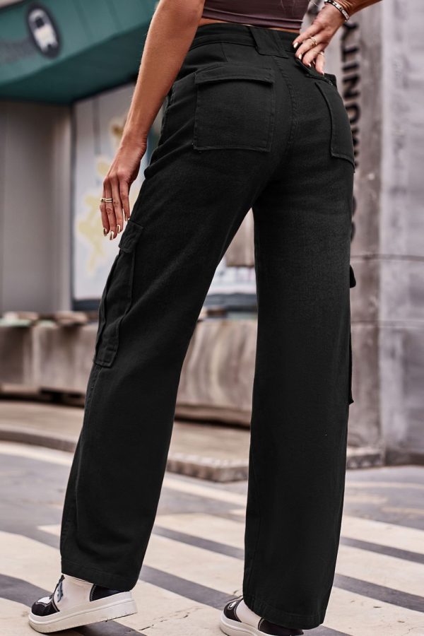 Buttoned High Waist Loose Fit Jeans - Image 5