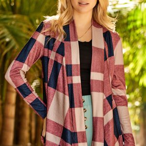 Plaid Open Front Cardigan