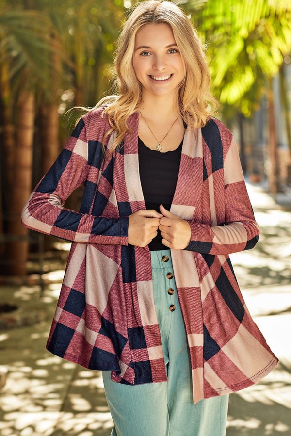 Plaid Open Front Cardigan - Image 3