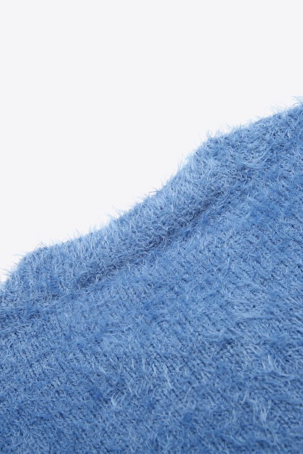 Round Neck Dropped Shoulder Fuzzy Cardigan - Image 10