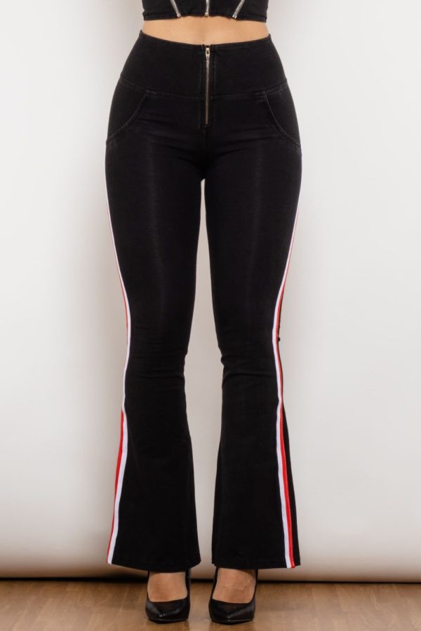 Side Stripe Zip Closure Bootcut Jeans - Image 2