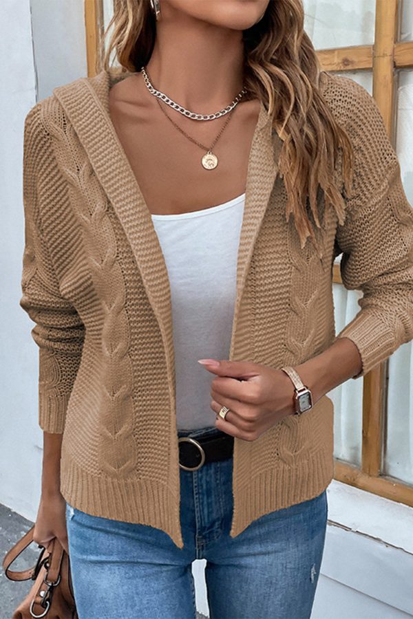 Cable-Knit Dropped Shoulder Hooded Cardigan - Image 13