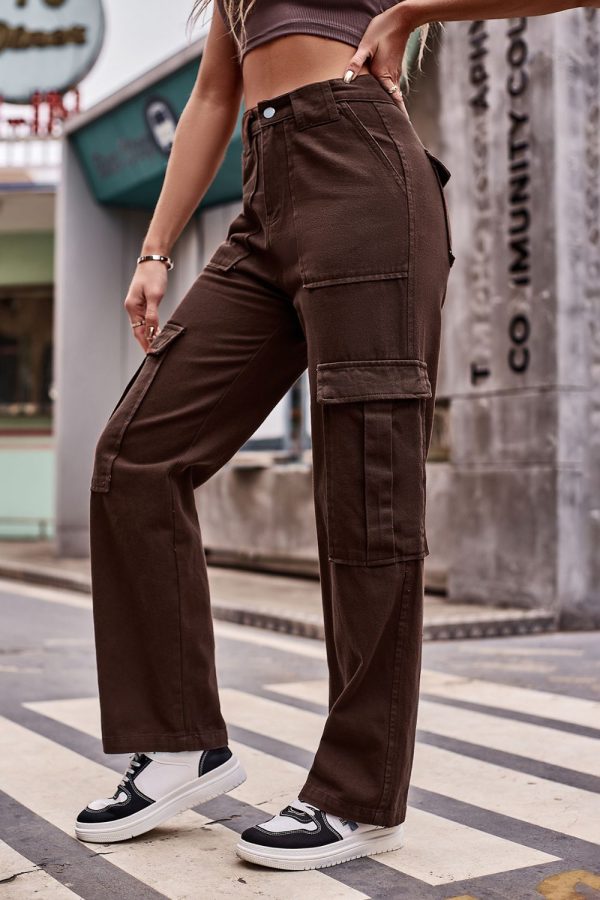 Buttoned High Waist Loose Fit Jeans - Image 3