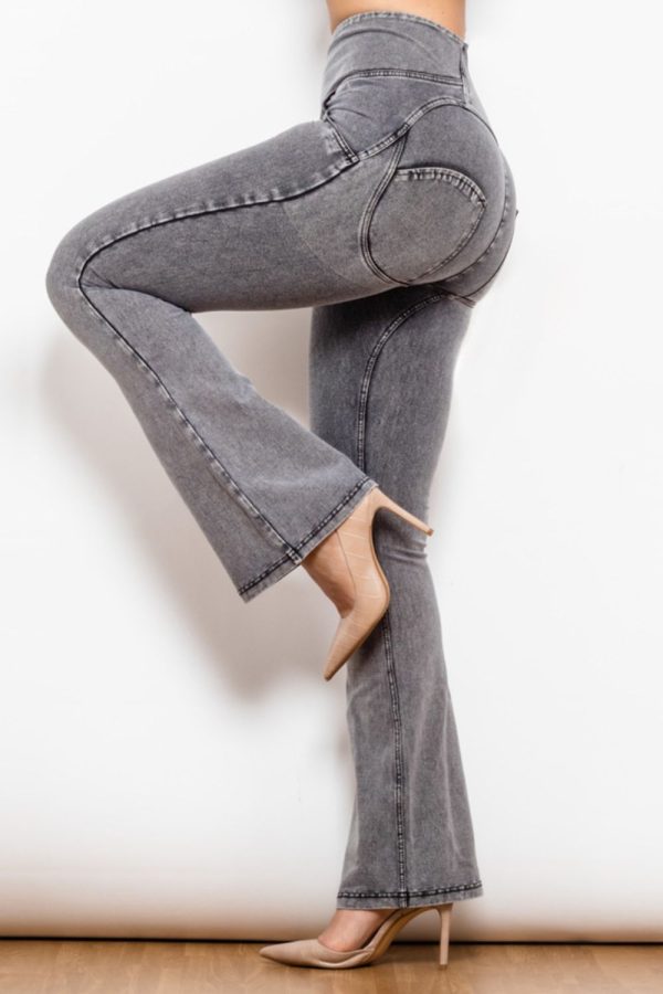Zip Detail Flare Long Jeans - Image 6