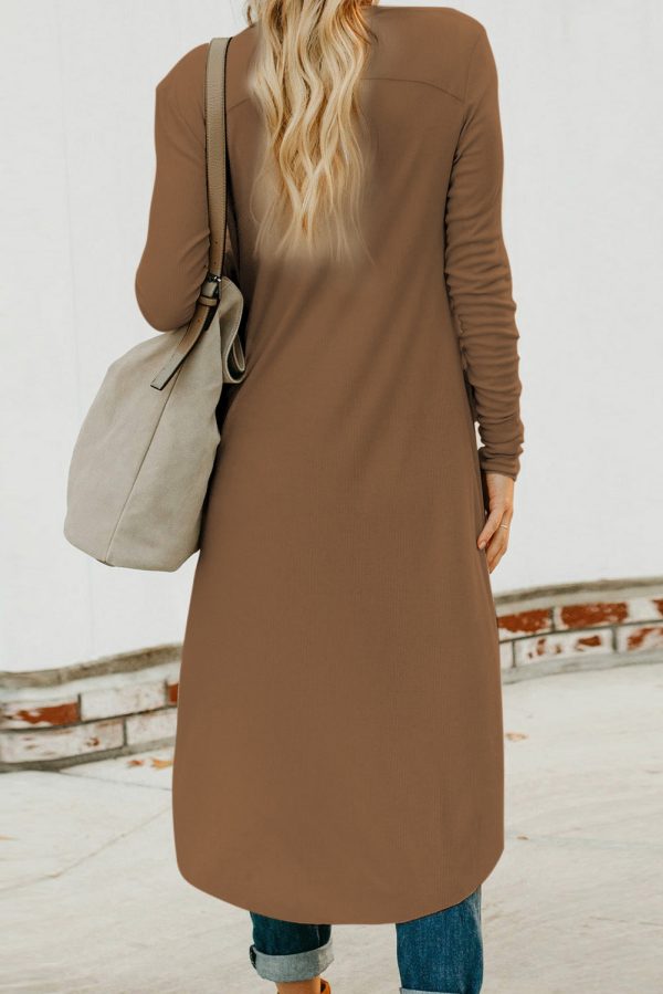 V-Neck Long Sleeve Cardigan with Pocket - Image 28