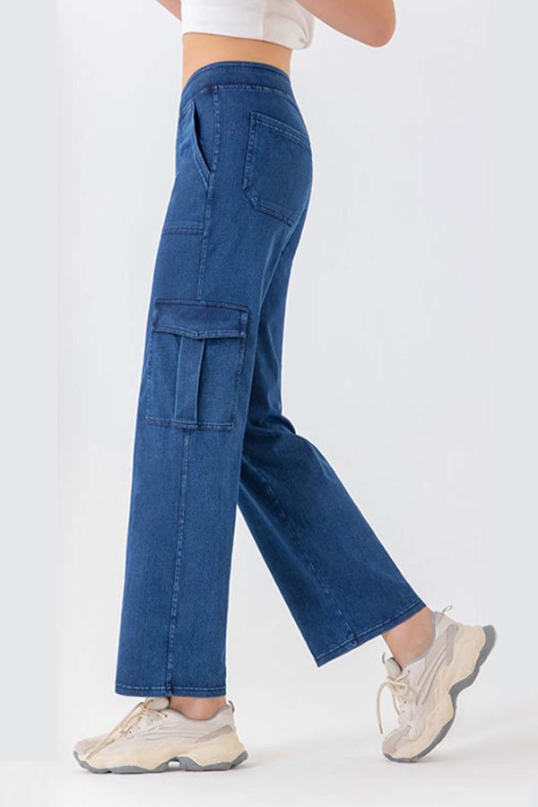 Buttoned Pocketed Long Jeans - Image 11