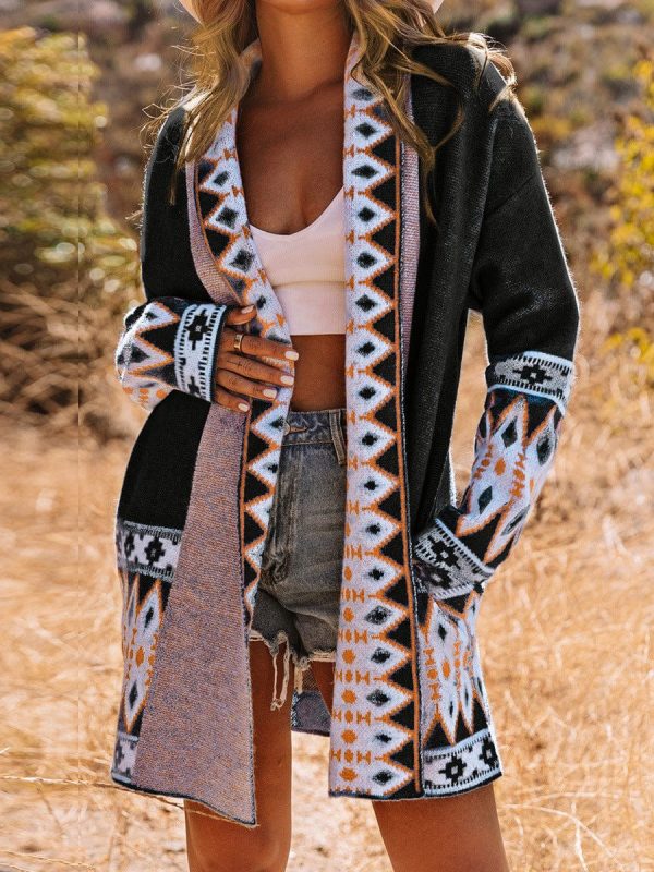 Ethnic Style Geometric Print Knit Cardigan For Street Chic Women - Image 6