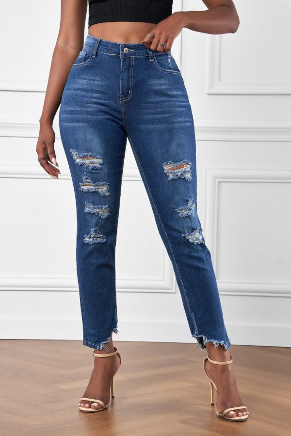 Baeful High-Rise Distressed Hem Detail Jeans - Image 4