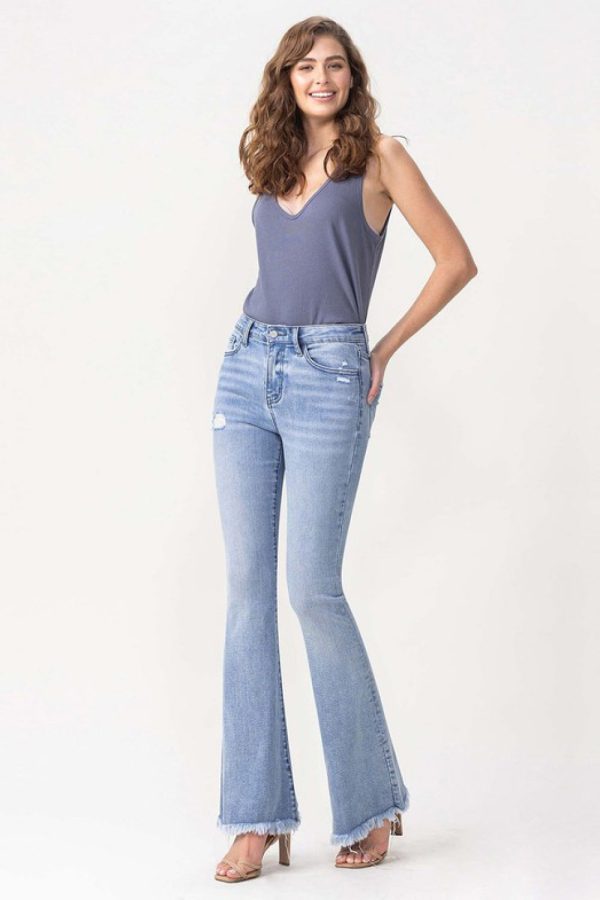 Lovervet Full Size Evie High Rise Fray Flare Jeans - Image 4