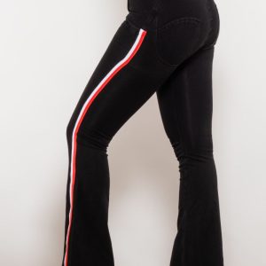 Side Stripe Zip Closure Bootcut Jeans