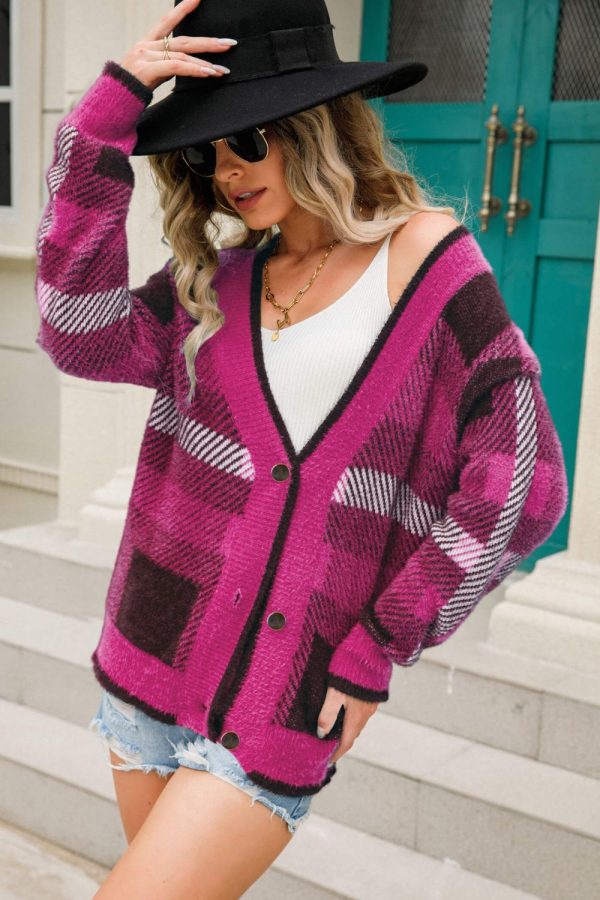 Striped Button-Front Fuzzy Cardigan - Image 11