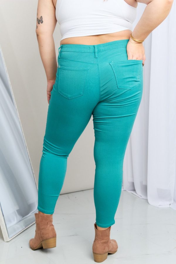 YMI Jeanswear Kate Hyper-Stretch Full Size Mid-Rise Skinny Jeans in Sea Green - Image 9