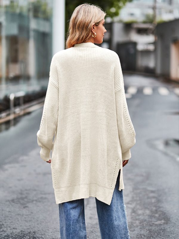 Long Sleeve Waffle-Knit Cardigan - Image 2