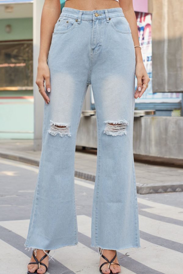 Distressed Buttoned Loose Fit Jeans - Image 4